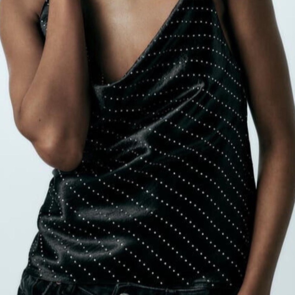 Zara Black Velvet top with Silver sequence